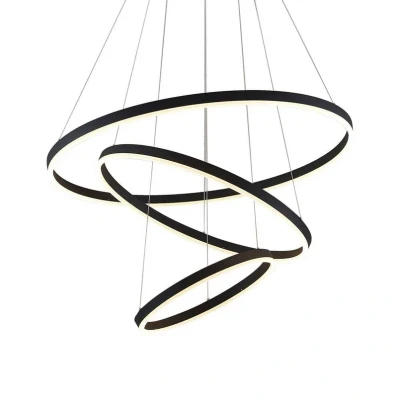 Image of Arcchio LED pendant light Albiona, black, 2 rings, Ø 60 cm