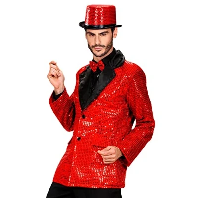 Image of Sequin Jacket withSatin Collar Red Accessory for Fancy Dress