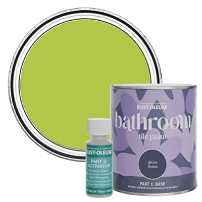 Image of Rust Oleum Green Water Resistant Bathroom Tile Paint in Gloss Finish Key Lime 750ml