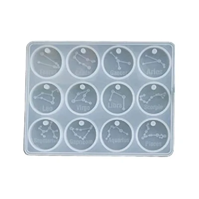 Image of Yushu 12 Constellations Mould, Zodiac Epoxy Resin Mold, Horoscope Pendant Star Sign Casting Silicone DIY Crafts Jewelry Making Tool