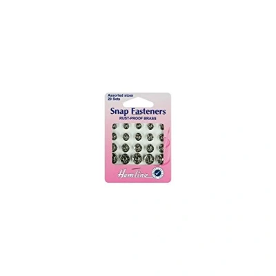 Image of Hemline H420.99 Nickel Brass Rust Proof Sew On Snap Fasteners 6,7,9,11mm 20 Set