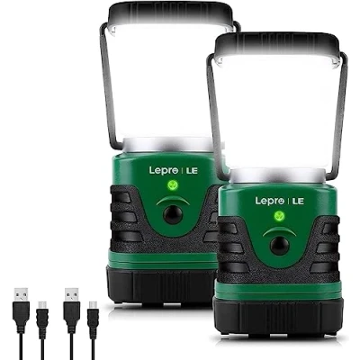 Image of LE Camping Lights Rechargeable, 1000 Lumen Lantern, Dimmable 4 Modes Tent Light with 4400mAh Power Bank, Accessories, Rechargeable Lantern for Outdoors, Cuts, Pack of 2