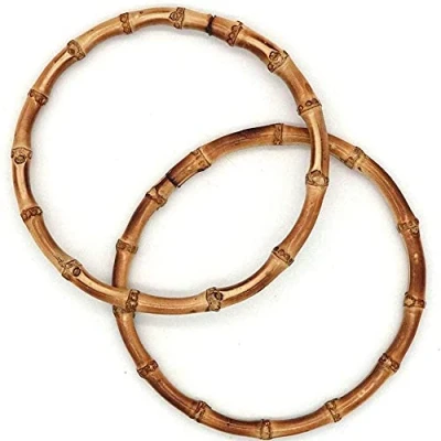 Image of POFET 2PCS Round 6&#039;&#039; Diameter Bamboo Purse Handbag Handles for Handcrafted DIY Bags Accessories (6 inch)