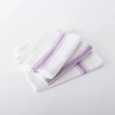 Image of SHL Large 100% Cotton Restaurant Quality Catering Tea Towels Pack Of 10 (Red Border Glass Cloths)