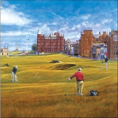 Image of Woodmansterne General Male Birthday Card for Men St. Andrews Golfing Scene Eco Friendly &amp; Recyclable Made in the UK