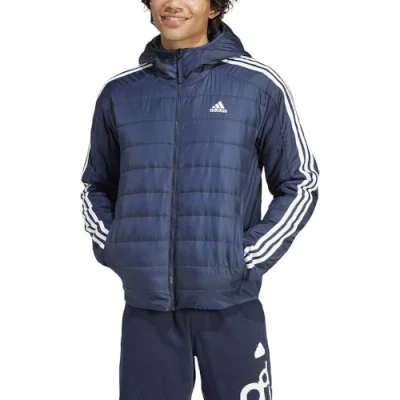 Image of adidas Men&#039;s Essentials 3 Stripes Insulated Hooded Hybrid Jacket, Legend Ink, S