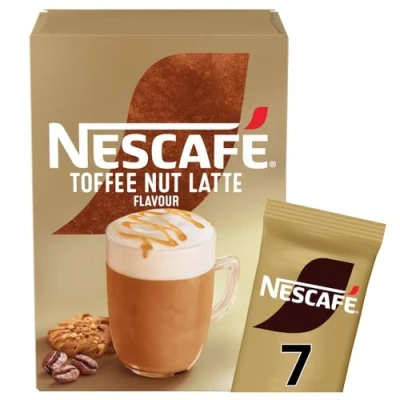 Image of NESCAFÉ Toffee Nut Latte Instant Coffee 7 Sachets, 100percent Responsibly Sourced Pack of 1