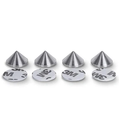 Image of PrecisionGeek Stainless Steel Speaker Spikes, Cones 20mm diameter for Speakers, HiFi Stands, Soundbars, Adhesive Pads included Set of 4 pieces