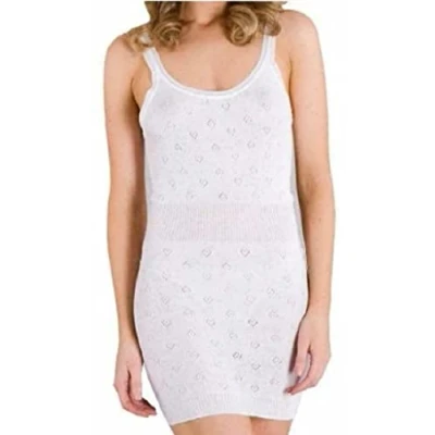 Image of Ladies Snowdrop Thermal Underwear Cotton Soft Vest Tops &amp; pantee, Long Johns (French Neck Round White, Large (OS) (14 16) UK)