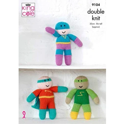 Image of King Cole 9104 Knitting Pattern Childrens Superhero Toys in Big Value DK
