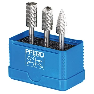 Image of PFERD HSS Burr Set, 3 Pieces, Teeth 3, Diameter 12 mm, Shaft 6 22900811 Universal for Steel, Cast Steel and Iron