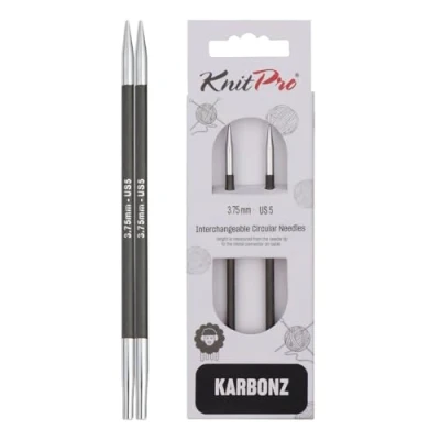 Image of KnitPro 3.75 mm Karbonz Interchangeable Normal Circular Needles, Black and Silver
