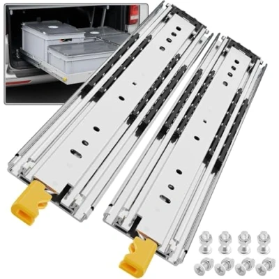 Image of SHUHANG Heavy Duty Drawer Runners With Lock 220kg Load Capacity Industrial Slides Full Extension Ball Bearing 500 600 700 800 900 1000 1100 1200 1300 1400 1500 mm, Side Mount 1 Pair