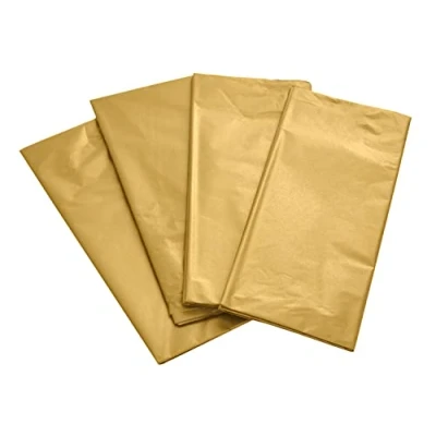 Image of UK Greetings Multipack of 4 Tissue Paper Packs For Him/Her/Friend Christmas, Birthdays, Thank You, Congratulations or Other Gifts Gold Design
