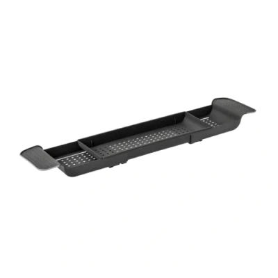 Image of Blue Canyon Extendable Over Bath Rack Durable Plastic Shower Caddy Convenient Bathroom Storage for Soaps, Sponges, Bombs &amp; Glasses of Bubbly (Slate) (19.5 x 35 57 cm, Slate)
