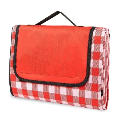 Image of Albert Austin Foldable Picnic Blanket with Waterproof Backing 200x140cm Quick Dry Beach Mat Slip Resistant Easy to Wash Lightweight Outdoor Camping Hiking (Red)