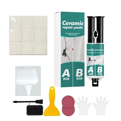 Image of Bathtub Repair Kit, Porcelain Ceramics Enamel Fiberglass Acrylic Shower Tray Kits,Tile Tub Sink And Kit For Scratch, Holes, Cracks, White