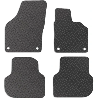 Image of Carsio Rubber Car Mats For VW Jetta 2011+ Onwards Tailored Fit Floor Mat Set Complete Accessory Black Custom Fitted All Weather &amp; Heavy Duty, Anti Slip Backing with Clips