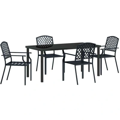 Image of vidaXL 5 Piece Garden Dining Set Anthracite Steel