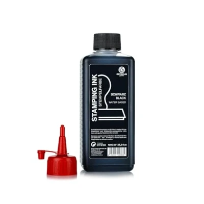 Image of Octopus Fluids stamping ink, refillable ink for inking stamp pads and automatic machines, 1000ml black without oil