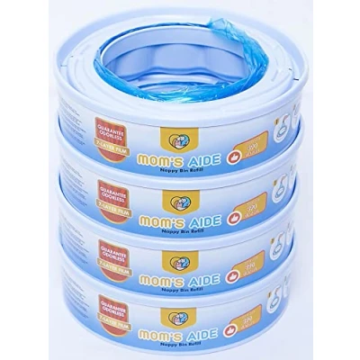 Image of MOM&#039;S AIDE Nappy Feeder Refill Only Compatible with Simplee Sangenic (4 Refills), Incompatible Pig Foppapedretti, All Angelcare, Tec, Twist &amp; Click