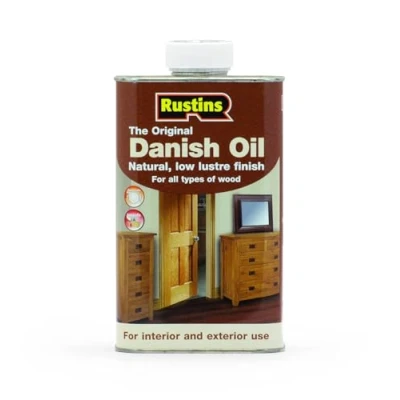 Image of Rustins DANO1000 Original Danish Oil 1 Litre Rich, Natural Glow Enhances Wood Grain Beautifully, Professional Grade Finish, Easy DIY Application