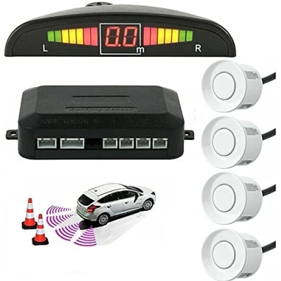 Image of Multibao Car Auto Vehicle Reverse Backup Radar System with 4 Parking Sensors Distance Detection + LED Display Sound Warning White