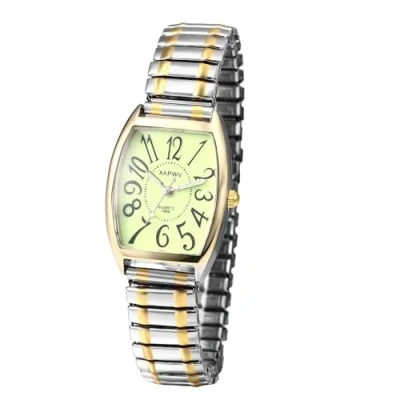 Image of JewelryWe Women&#039;s Easy Reader Watch: Analog Watch Gold Silver Plated Elastic Band Wristwatch for Christmas