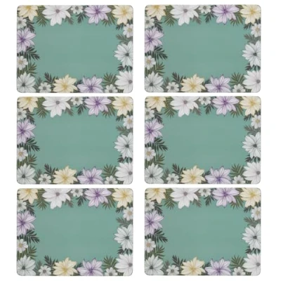 Image of Portmeirion Home &amp; Gifts Set of 6 placemats, wood cork, Multi Coloured, 30.5 x 23cm