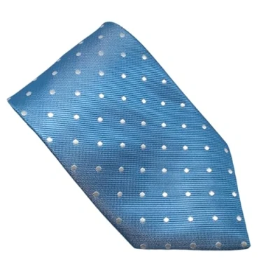 Image of Equetech Unisex Polka Dot Showing Riding Tie (Light Blue/White)