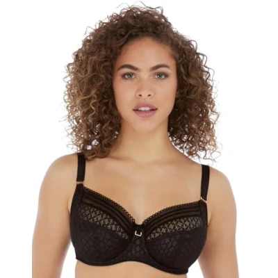 Image of Freya Women&#039;s Viva Underwire Side Support Bra Full Coverage, Opaque, Lace Noir, 34J US