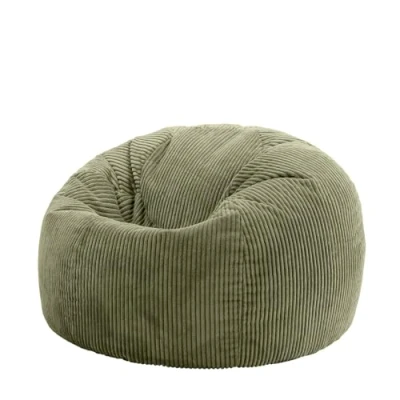 Image of icon Kingston Cord Bean Bag, Sage Green, Large Adult Bag Chair with Filling Included, Comfy Chair, Living Room Furniture, Bedroom Furniture