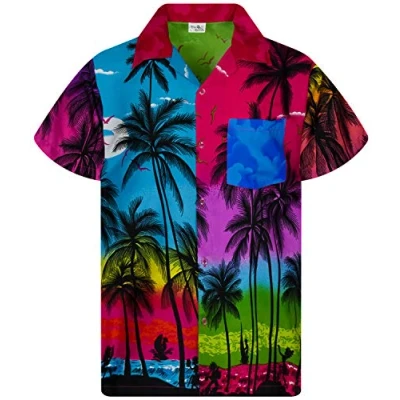 Image of King Kameha Funky Hawaiian Blouse Shirt, Shortsleeve, Print Beach, Mix, M