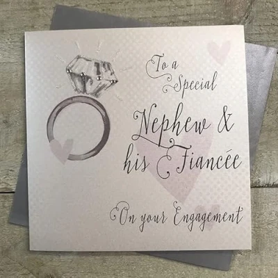 Image of White Cotton Cards NEPHEW &amp; HIS FIANCEE ENGAGEMENT CARD, HANDMADE (VN11 NEP)
