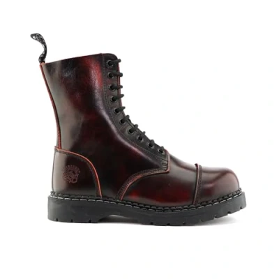 Image of Grinders Unisex Wine Leather Steel Toe Cap Lace Up Boots Stag ACS Burgundy Size UK 11