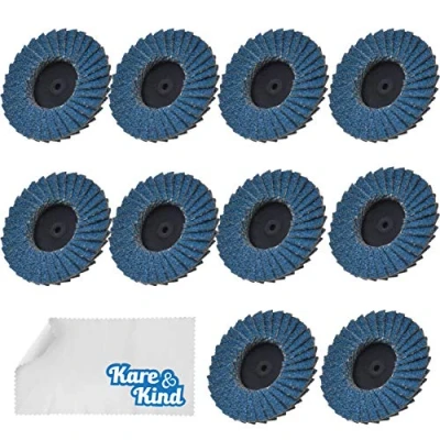 Image of Kare &amp; Kind 10x Quick Change Flap Discs 80 Grit with 2 Inch Angle High Strength Zirconia and Aluminum Oxide Material Use for Sanding, Grinding, Blending Finishing