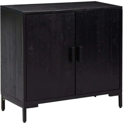 Image of vidaXL Sideboard Black 75x35x70 cm Solid Pinewood