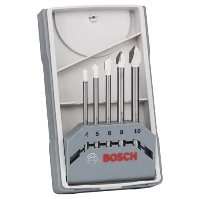 Image of Bosch Professional 5 Piece CYL 9 Ceramic Tile Drill Bit Set (for Tiles, Porcelain and Ceramics, Accessories for Drills), silver, 4mm/5mm/6mm/8mm/10mm, 2608587169