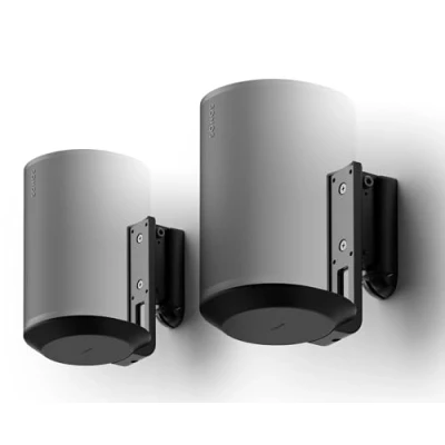 Image of Flexson Wall Mount for Sonos ERA 100, Twin pack in Black, Swivels and Tilts