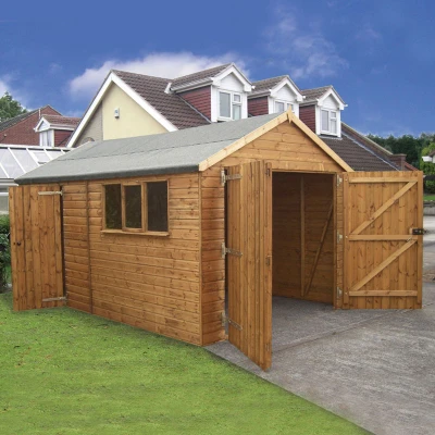 Image of 18&#039; x 10&#039; Traditional Deluxe Shiplap Wooden Garage / Workshop Shed (5.5m 3.05m)