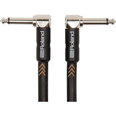Image of Roland Black Series Patch/Pedal Cable Cable—Right Angle 1/4 Inch Connectors, 6 Inch/15 Cm Ric Bpc