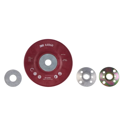 Image of 3M High Performance Back Up Pad, 115 mm, M14, Ribbed, Very Hard Red, 1 Pad/Box