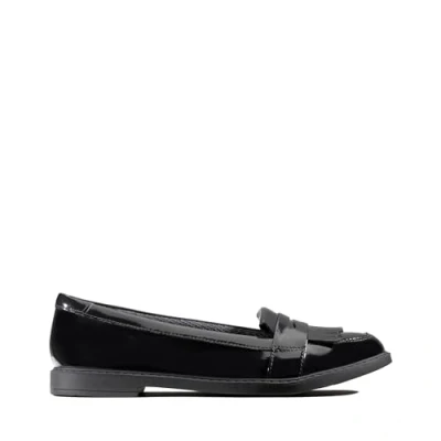 Image of Clarks Scala Bright Girls School Shoes 1 UK Black Patent