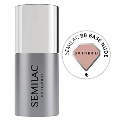 Image of Semilac BB Nude Base Coat For Gel Nail Polish. Strengthening Soak Off Protection. Easy to Apply. Home Salon &amp; Professional Use. 7ml
