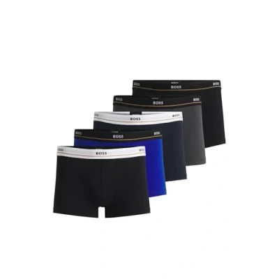 Image of BOSS 5PACK Essential Trunks, Men&#039;s, Size: Small, Blue(dark blue/black