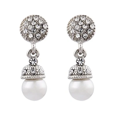 Image of Clip On Earrings Silver Plated With A Drop Pearl Bell S