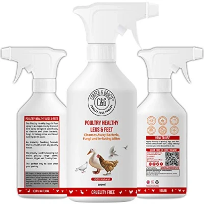 Image of C&amp;G Pets Poultry Healthy Legs &amp; Feet Spray Cleans Chicken Away Bacteria Fungi Irritating Mites Mite Treatment For Chickens (500ML)