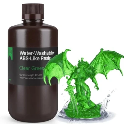 Image of ELEGOO Water Washable ABS Like Resin 1KG, Rapid 3D Printer 405nm LCD UV Curing Standard Photopolymer for Printing Clear Green 1kg