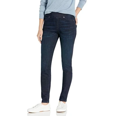Image of Amazon Essentials Women&#039;s Stretch Pull On Jeggings (Available in Plus Sizes), Dark Wash, 10 Short