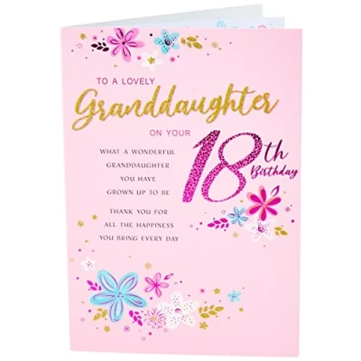 Image of Regal Publishing Modern Milestone Age Birthday Card 18th Granddaughter 9 x 6 inches,Pink